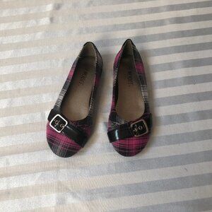 Modit Pink/Black Plaid with Buckle: Ballet Flats Sz 2 Girls
